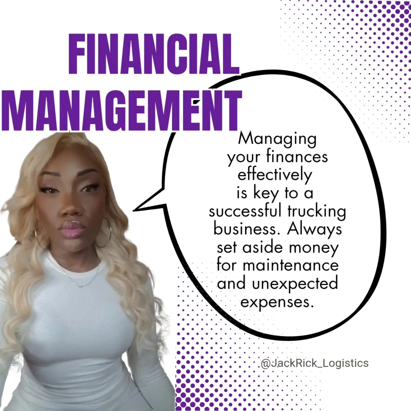 Slide headed "Financial Management": "Managing your finances effectively is key to a successful trucking business. Always set aside money for maintenance and unexpected expenses."