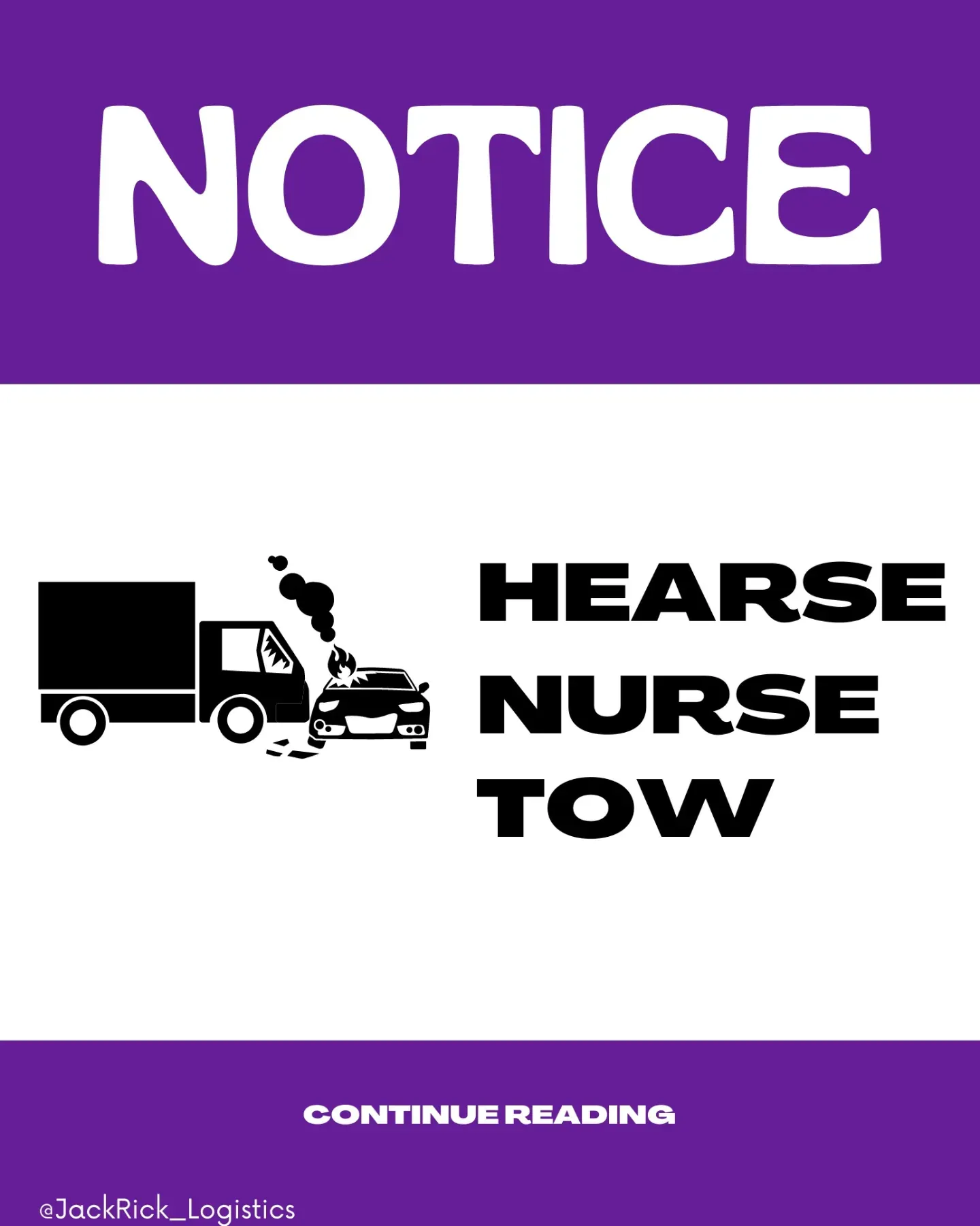 Notice slide reading "Hearse, Nurse, Tow" over an illustration of a truck being towed — the memory aid for when post-accident drug and alcohol testing is triggered.