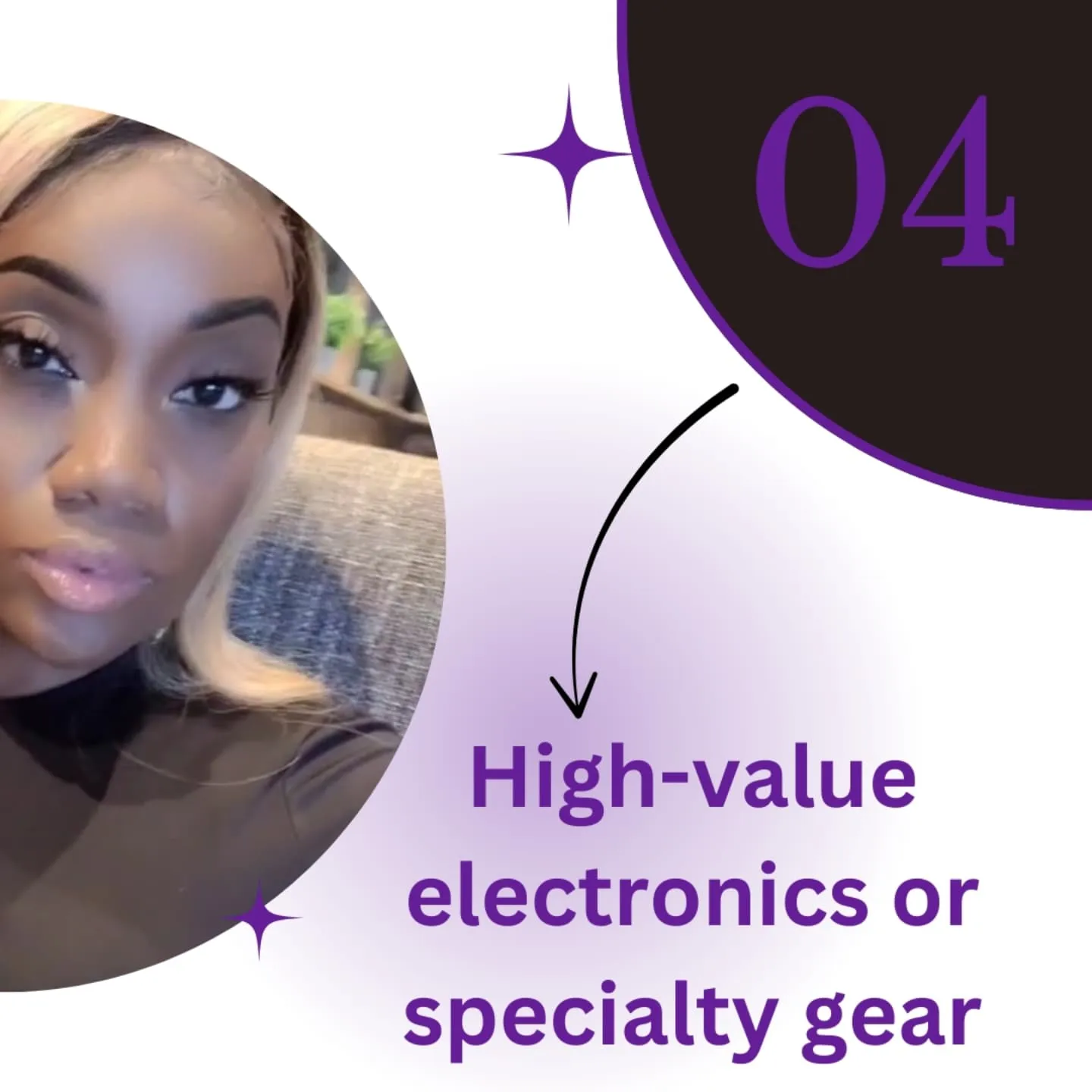 Slide numbered 04: "High-value electronics or specialty gear".
