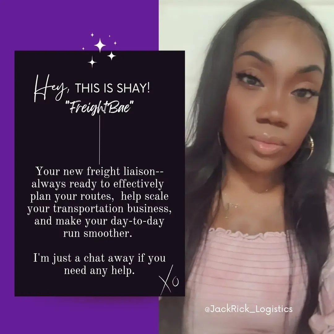 Card reading "Hey, this is Shay — FreightBae. Your new freight liaison, always ready to effectively plan your routes, help scale your transportation business, and make your day-to-day run smoother. I'm just a chat away if you need any help."