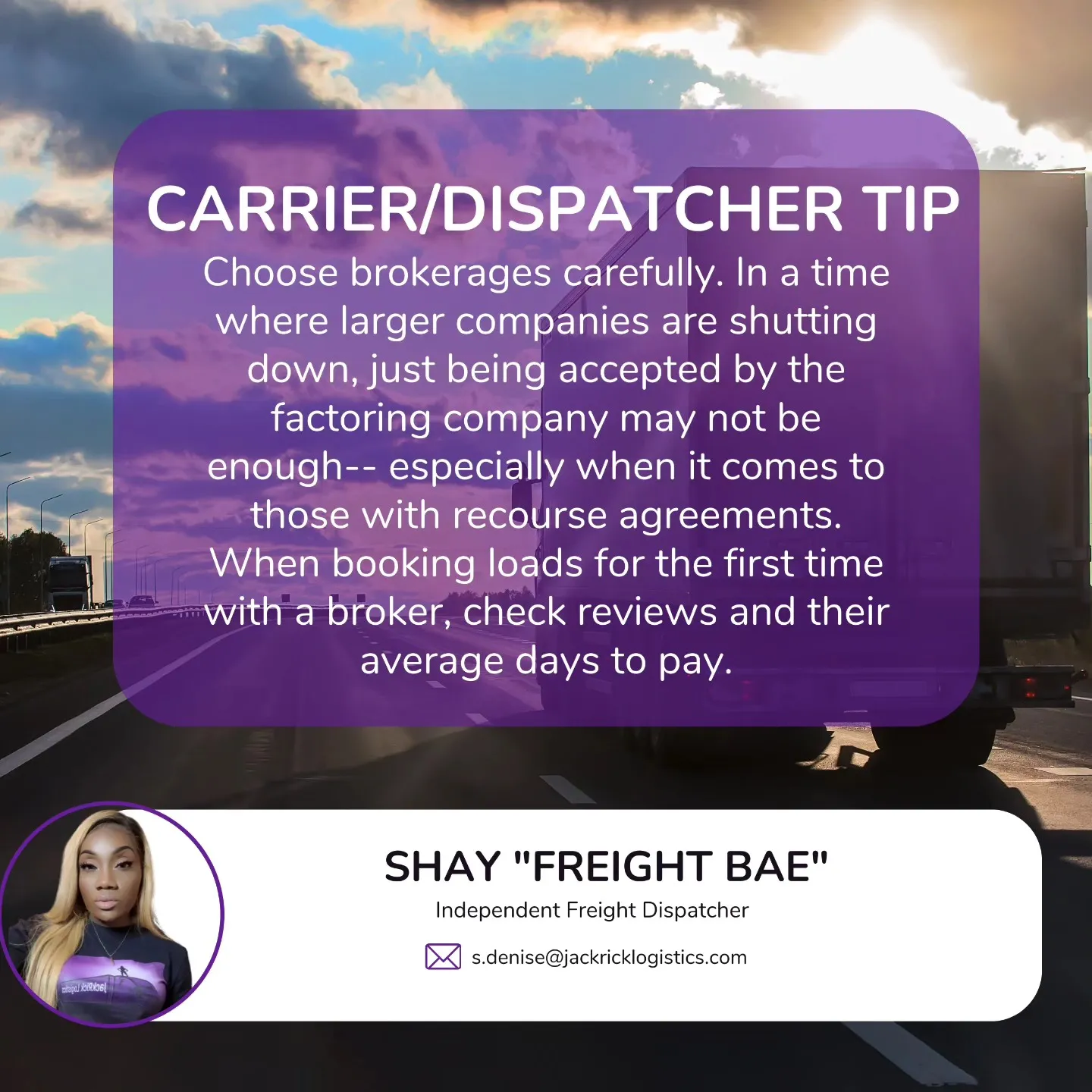 Carrier and dispatcher tip: choose brokerages carefully. In a time where larger companies are shutting down, just being accepted by the factoring company may not be enough, especially when it comes to those with recourse agreements. When booking loads for the first time with a broker, check reviews and their average days to pay.