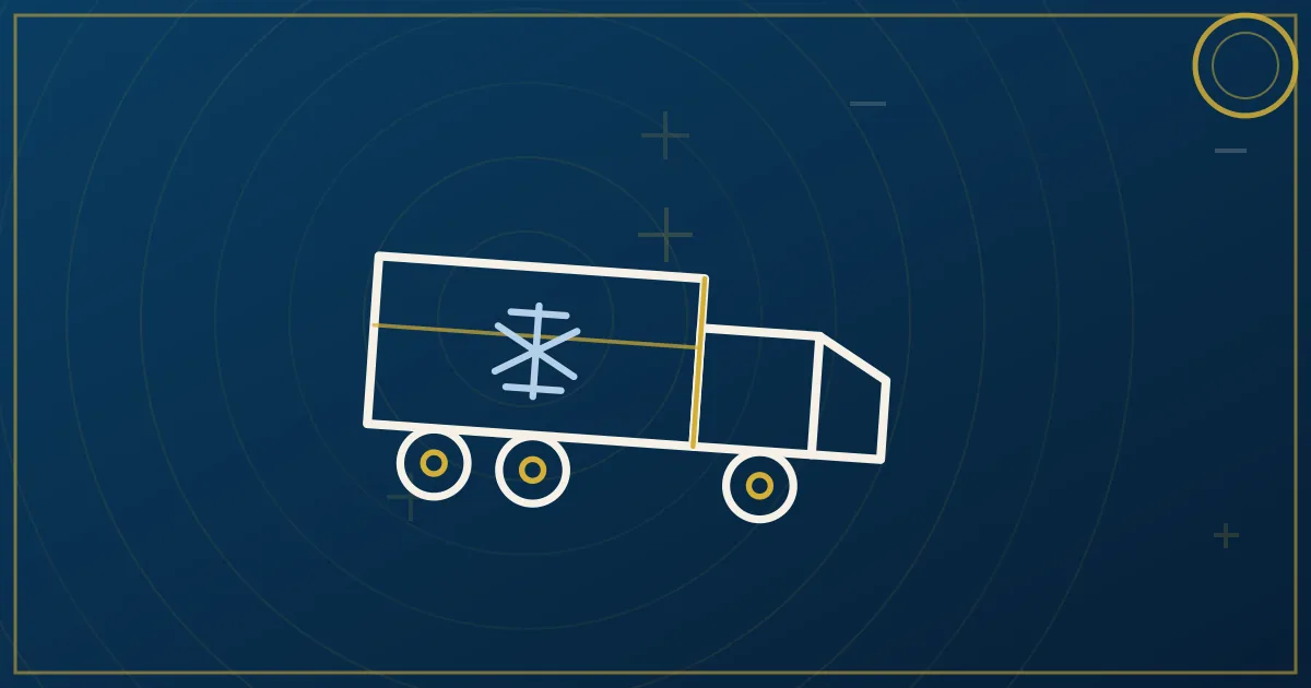 Refrigerated trailer with temperature-controlled cargo being evaluated against a dispatch selection checklist