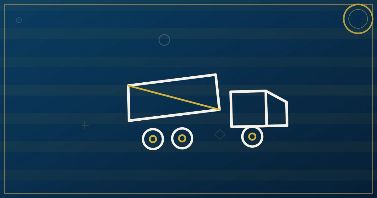 Lapis-blue and gold illustration of a pneumatic tanker truck discharging into silos at a concrete batch plant