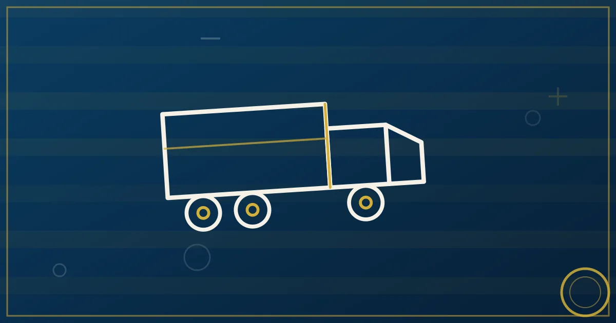 A stopwatch face merged with a highway, hands pointing at a truck racing the clock, lapis blue and gold