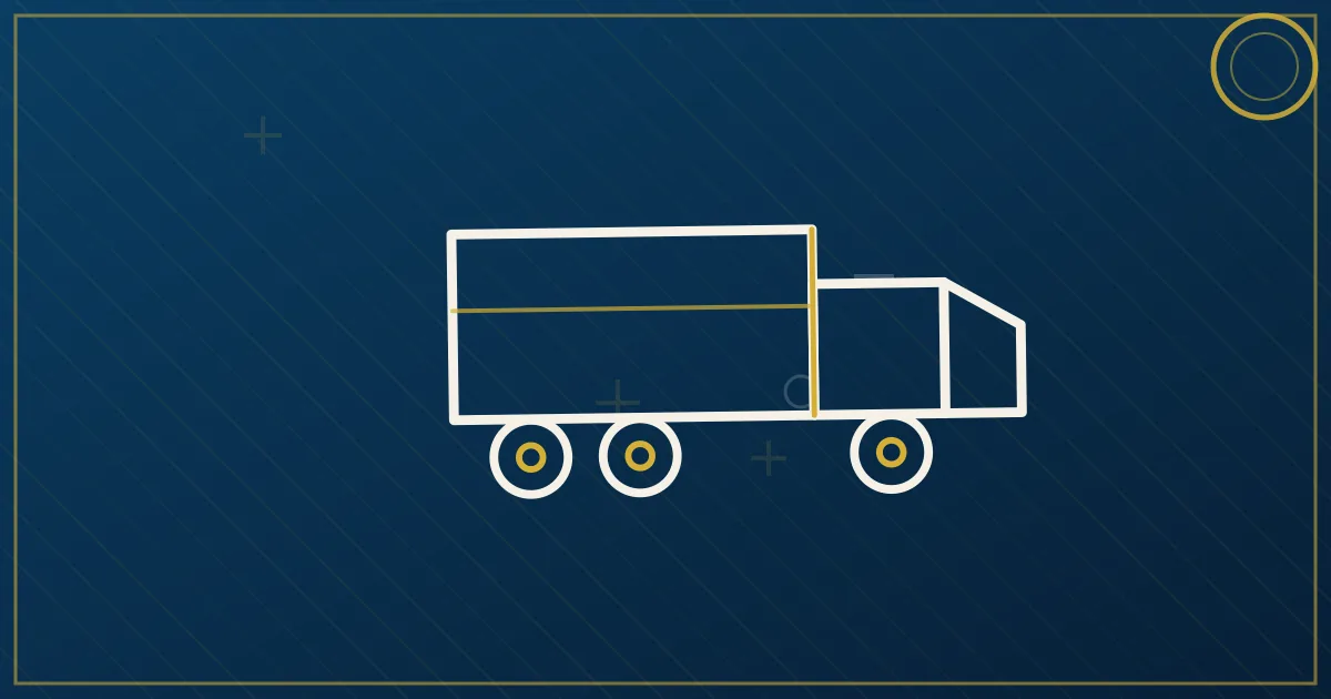 Two interlocking gears driving a single unbroken road ribbon forward, geometric design in lapis blue and gold