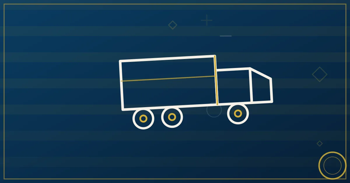 Illustration of a single clean invoice with one line item per truck, a Friday calendar square circled, and a 10 percent stamp