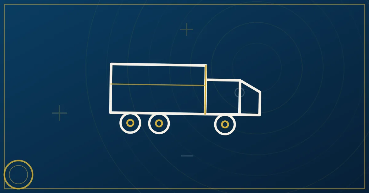 Lapis-blue and gold illustration of a signed business agreement document with a pen and logistics emblem