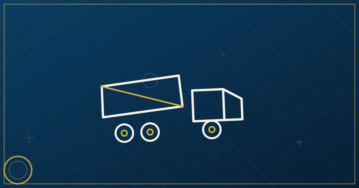 Lapis-blue and gold illustration of a dump truck unloading aggregate at a construction site with cranes