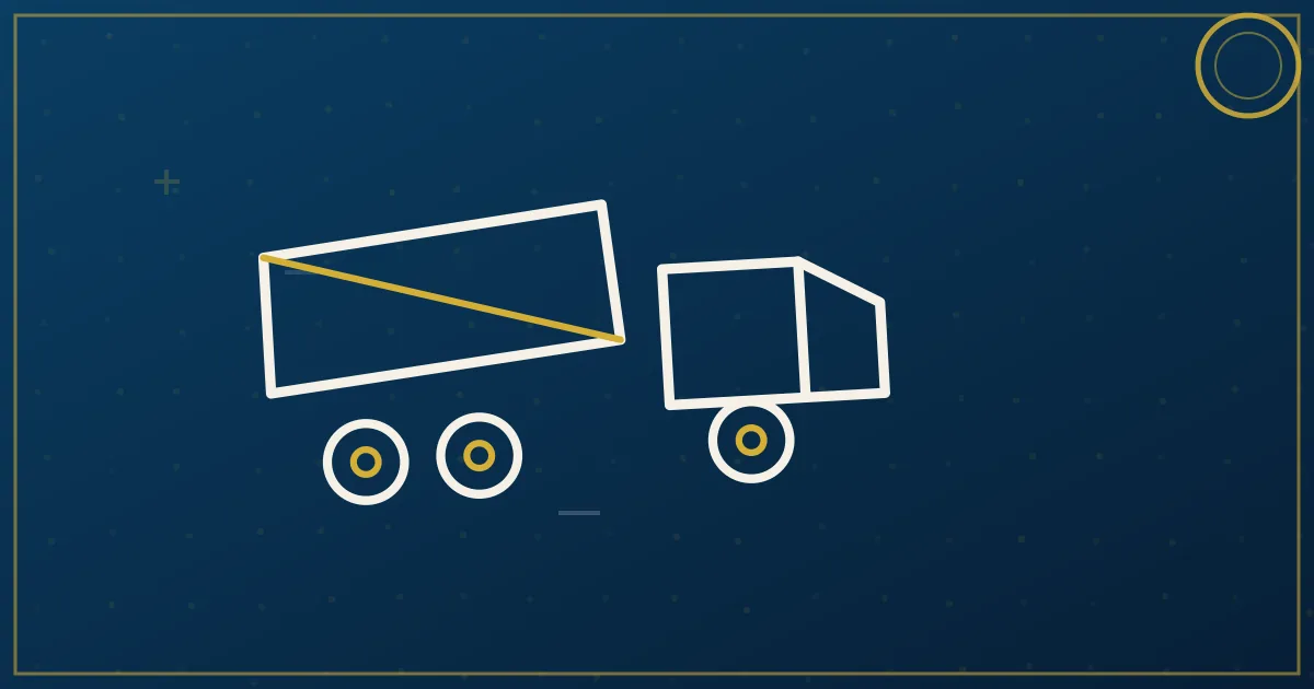 Line-art dump truck with raised bed pouring aggregate, construction site and quarry icons behind it