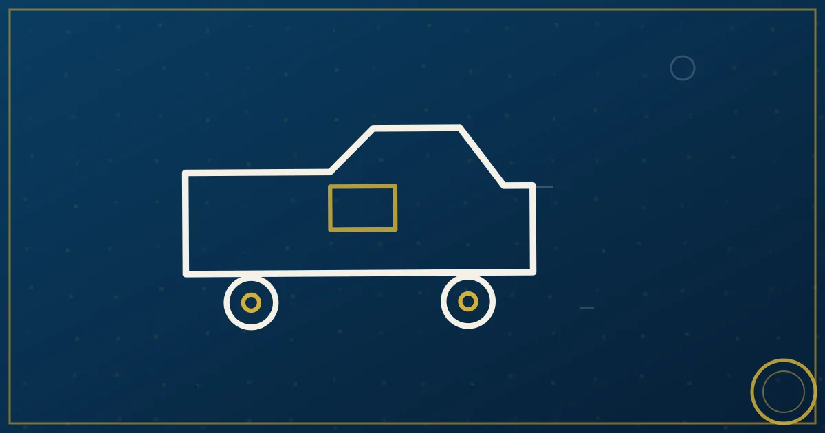Line-art stopwatch merged with a truck silhouette, urgent route arrows radiating to factory, airport, and hospital icons