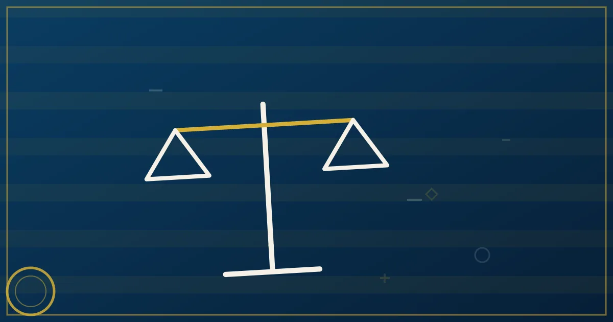 Lapis-blue and gold illustration of two semi trucks on diverging highway paths with a warehouse and storefront