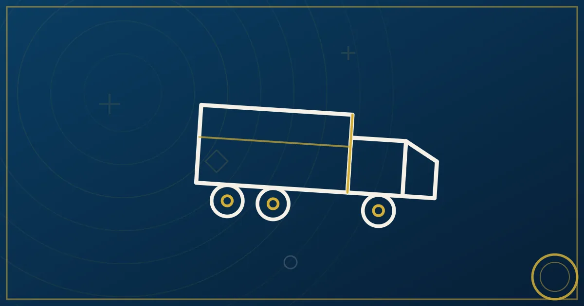 Line-art reefer trailer split into three climate bands with snowflake, leaf, and box icons, feeding a grocery storefront