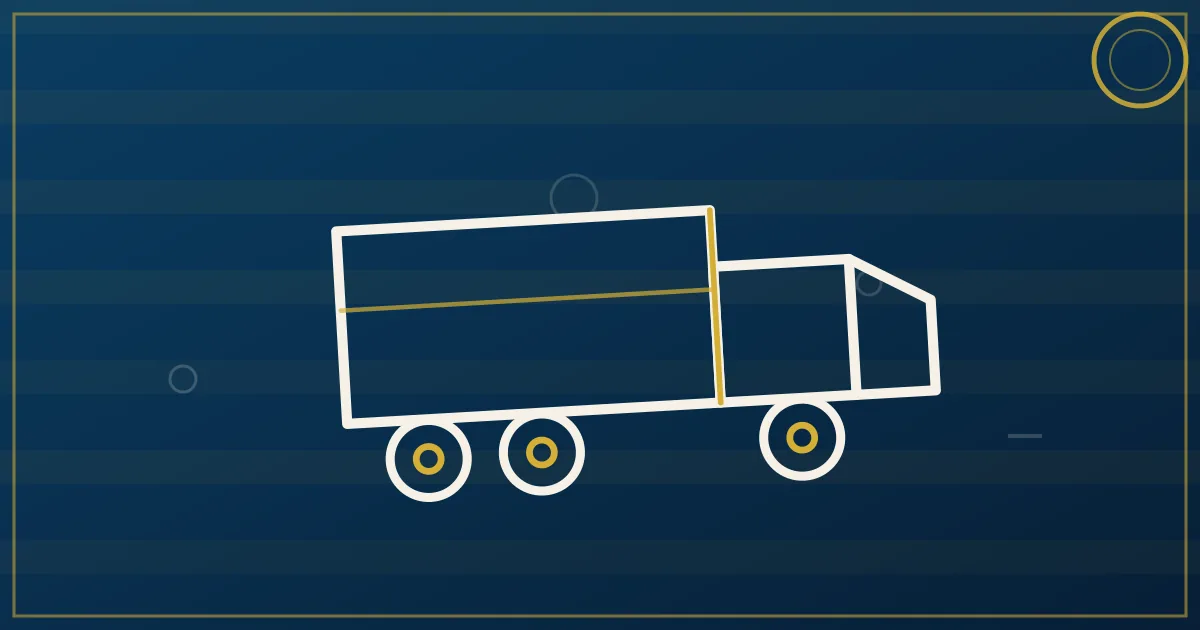 Moving truck with geometric household boxes and furniture, clipboard estimate, and calendar showing the summer peak