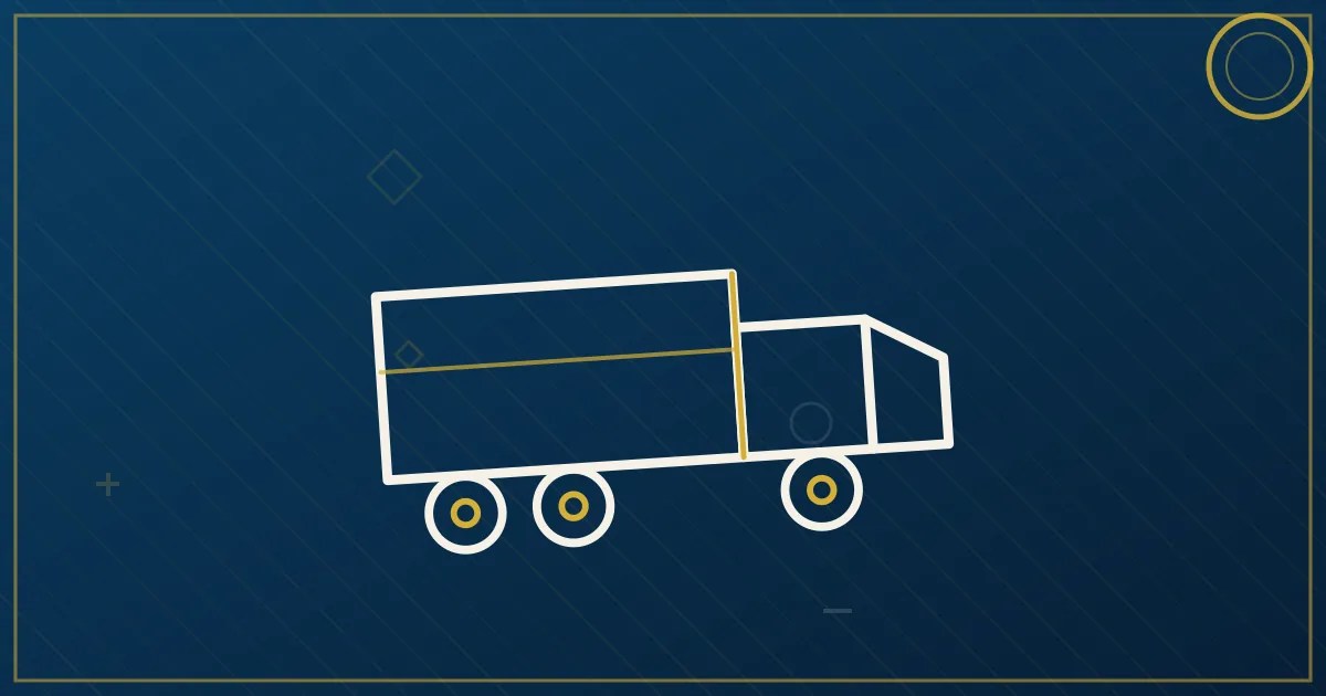 Lapis-blue and gold illustration of a digital load board interface with route lines connecting freight markets