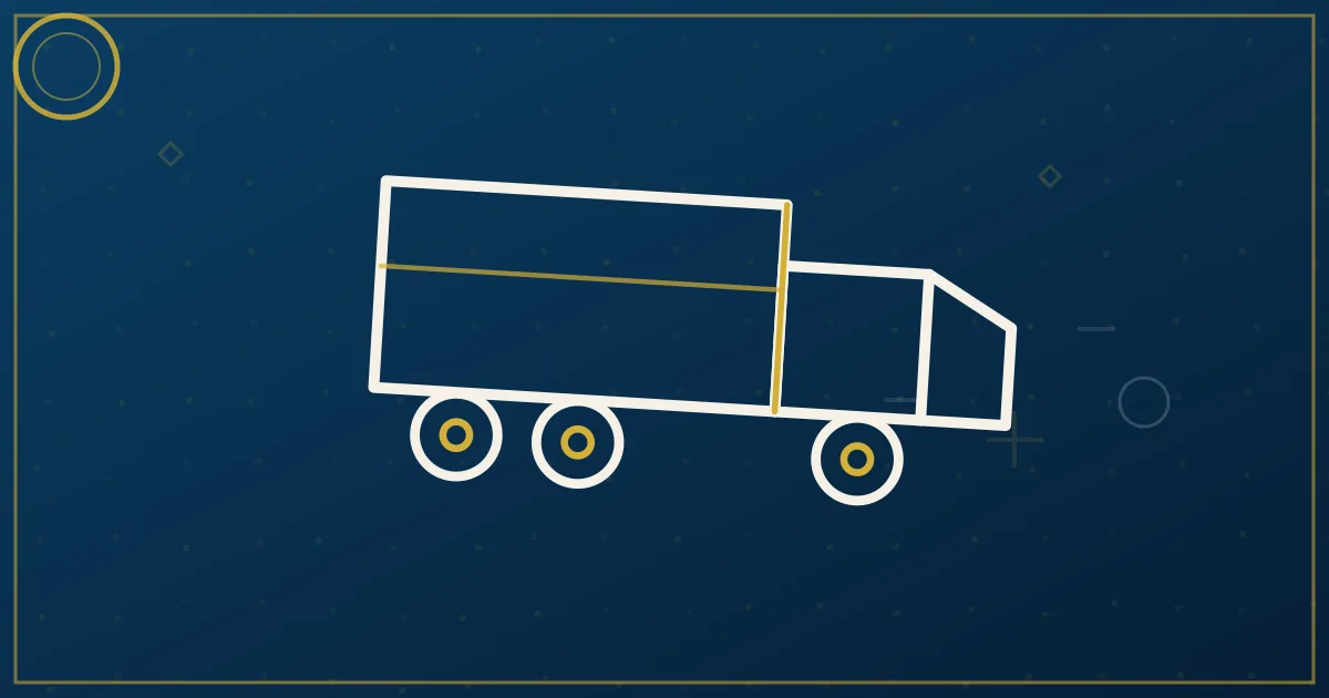 Illustration of a truck handing off a freight route between two dispatch offices