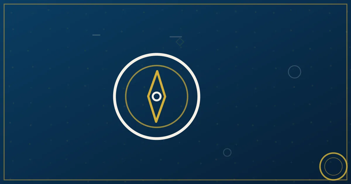 Abstract line-art diagonal mountain highway with factory gears at both ends, balanced arrows, lapis blue and gold