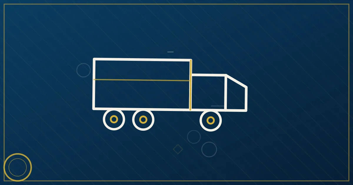 Line-art chain of load cards clipped together across a US outline, each linked by a truck route line