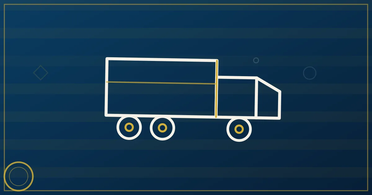 Line-art single semi-truck on a seven-day calendar strip with each day filled by planned revenue
