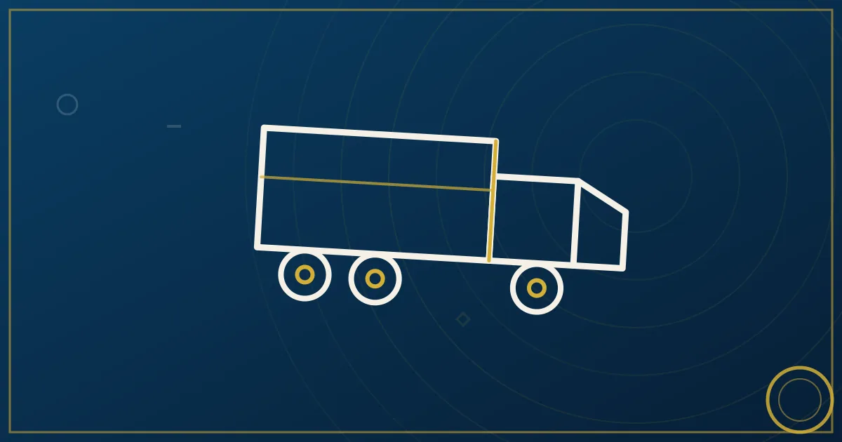 Line-art tractor beside a rail ramp with containers and a distribution center connected by route lines