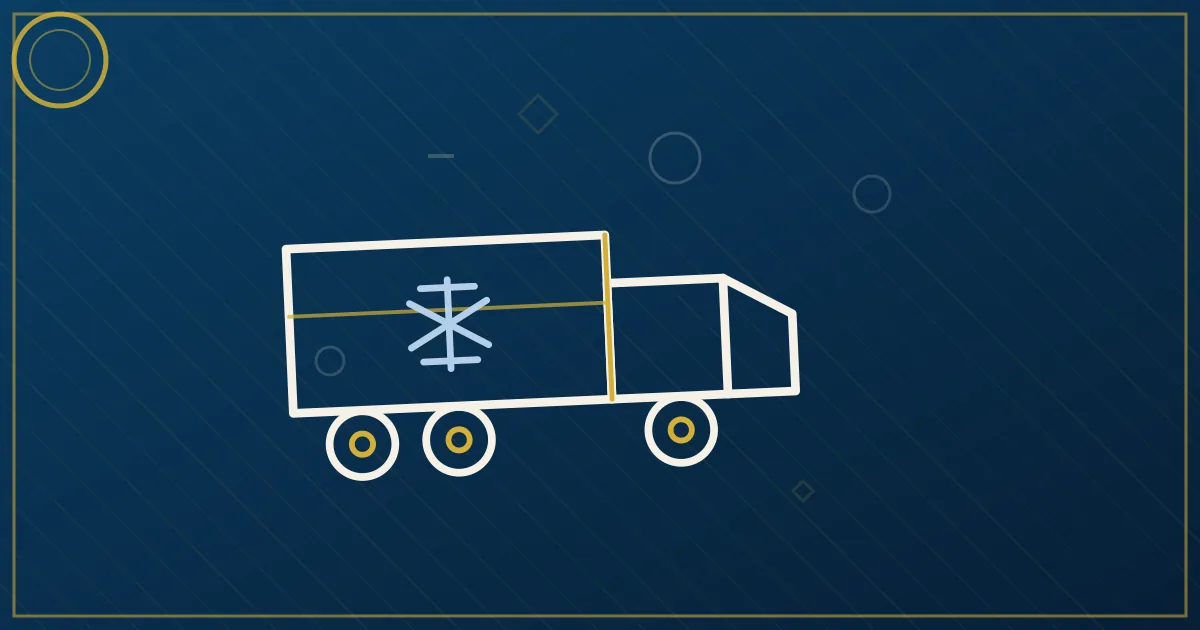 Refrigerated semi trailer with cooling unit on a loading dock at night, illustrating reefer breakdown insurance quotes