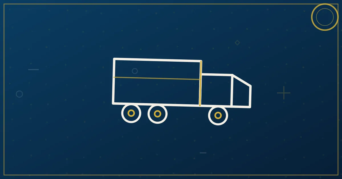 Line-art prairie with grain elevator and wheat shapes, a hopper trailer on a highway arrow, a four-season ring