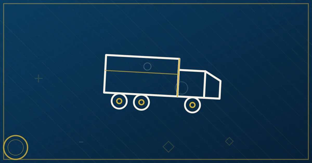 Lapis-blue and gold illustration of a freight marketplace with load listings, rate charts, and a truck, spot market theme