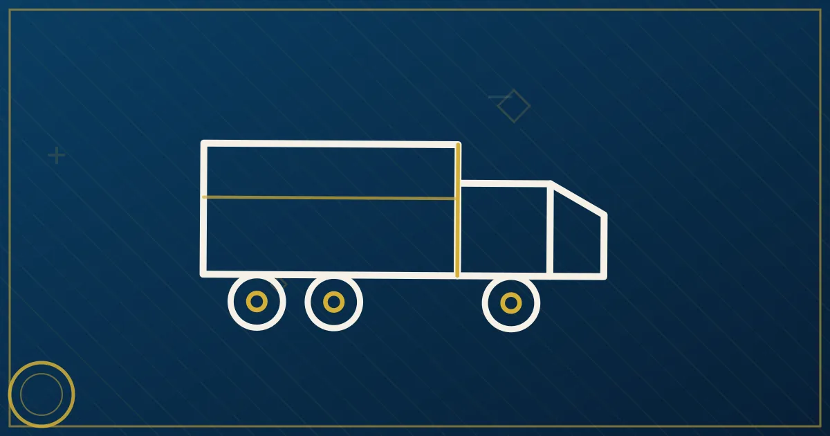 Lapis-blue and gold illustration of a semi truck waiting at an empty loading dock with a cancelled appointment notice