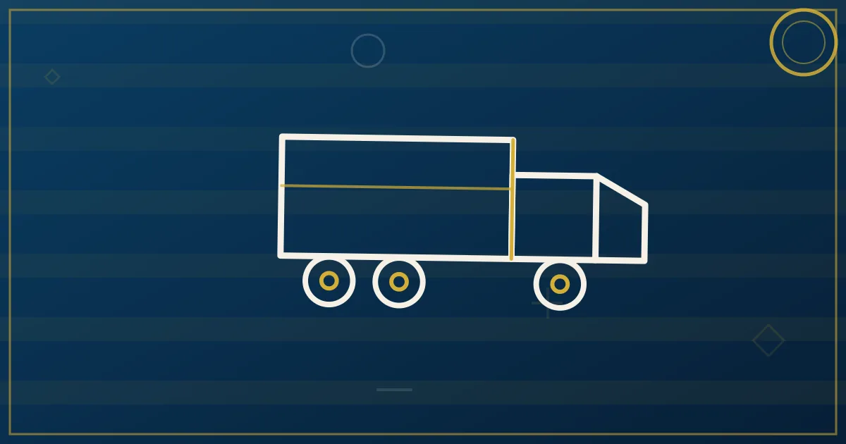Tow hook and chain forming a lifeline to a stranded truck silhouette on a curved shoulder, lapis-blue and gold line-art