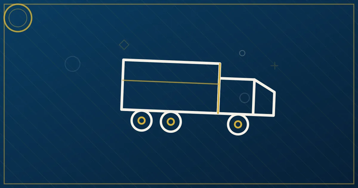 Lapis-blue and gold abstract art of a semi truck near the California State Capitol and Tower Bridge