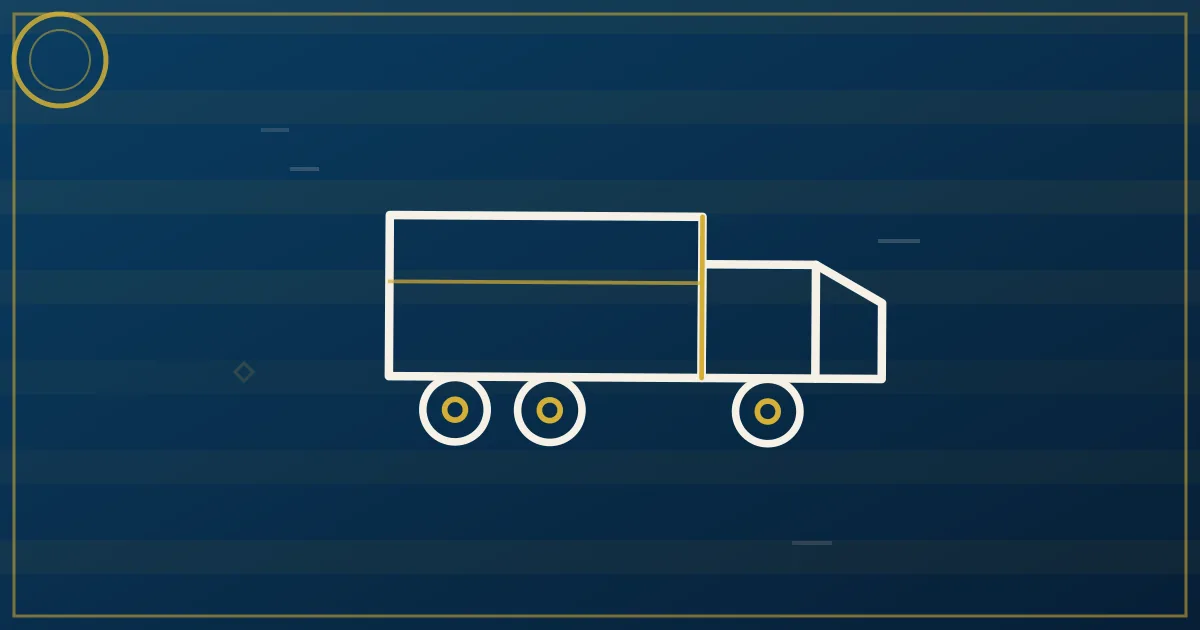 Lapis-blue and gold illustration of an open training manual beside a laptop showing freight logistics charts