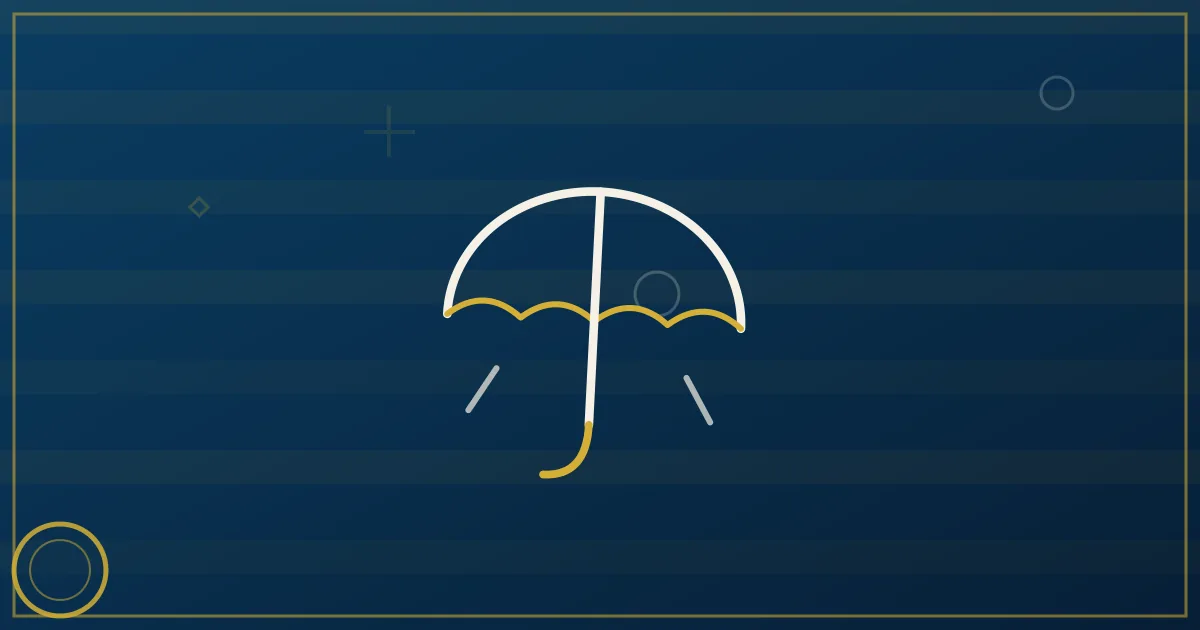 Semi truck on a highway under a large protective umbrella, illustrating umbrella insurance for trucking liability