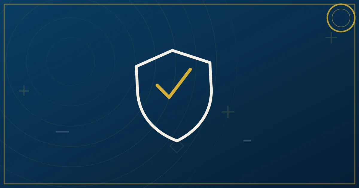 Lapis-blue and gold illustration of a shield over a semi-truck on a highway, symbolizing worker injury protection in trucking